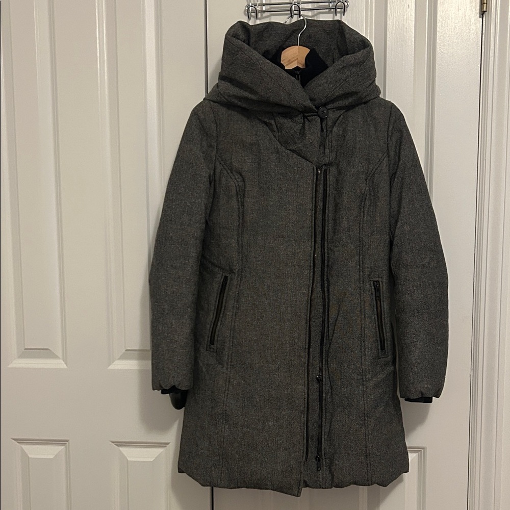 Soia & Kyo Wool & Down Charcoal Puffer Coat, size M